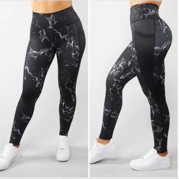 Buffbunny Collection Pants - BuffBunny Limitless Black Marble Leggings